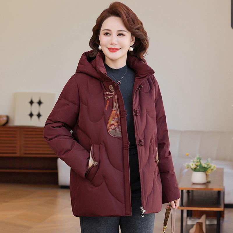 Grandma's Women's Short Winter Jacket - Thick, Plus-Size, Chinese Style for Cold Protection
