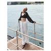 White linen tencel wide-leg women's pants, spring/summer high-end loose simple straight-leg pants, paper-thin cotton-linen casual women's trousers