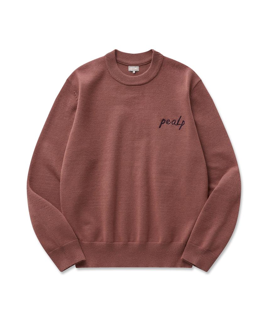 Pilpeu Hand-Embroidered Logo Knit Sweater 20(Deep Pink)