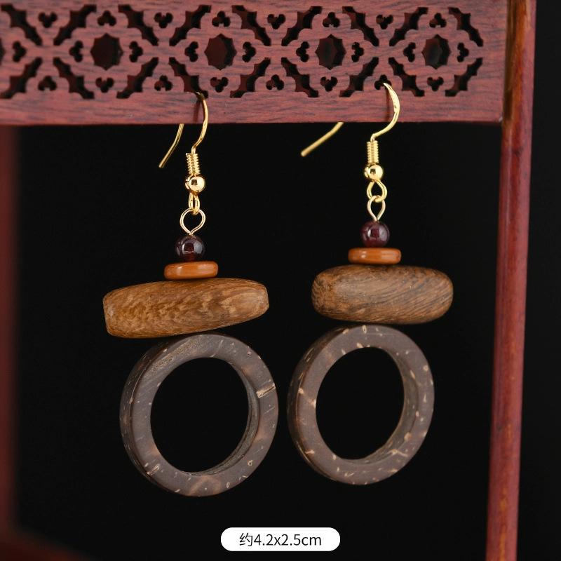 

Нишевый дизайн ретро деревянные серьги длинные персонализированные серьги литературный темперамент ушные украшения женские