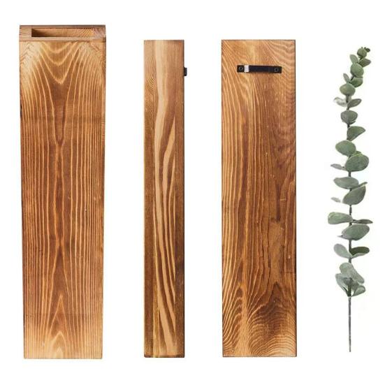 Jardinière murale en bois, vase mural de ferme, décoration murale rustique, support de plantes pour verdure, tiges d'eucalyptus, fleurs