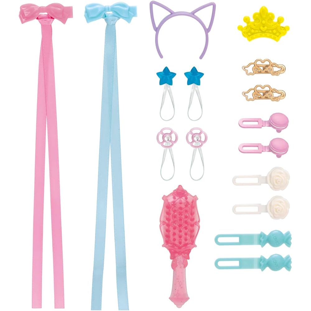 Licca-chan Dream Color Accessory Set for Dolls with Hair Clips, Necklaces, and Bracelets