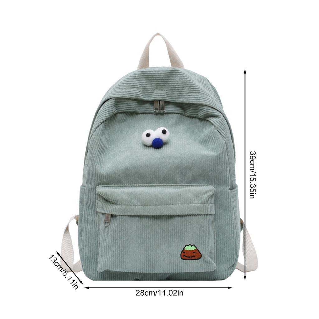 Women Casual Backpack College Wind Large-capacity Corduroy Travel Bag Student School Bag Female High Student Bookbag
