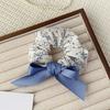 Hair Rope Fluffy Hair Volume Booster Widened Pleated Design Satin Bow Ribbon Hair Tie Pastoral Style Hair Accessory