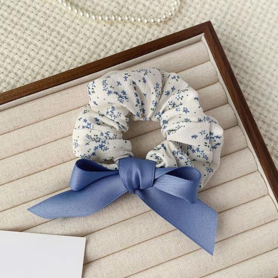 Hair Rope Fluffy Hair Volume Booster Widened Pleated Design Satin Bow Ribbon Hair Tie Pastoral Style Hair Accessory