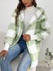Loose Plaid Color Blocked Knitted Cardigan Fashion Sweater for Women Autumn Versatile Style