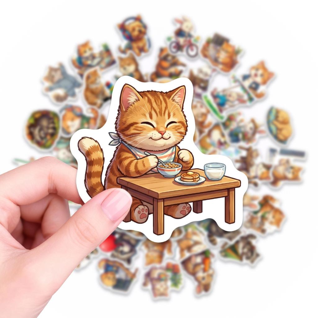 50 Animal Daily Graffiti Stickers Waterproof Hand Account Decorative Stickers Children'S Fun Stickers