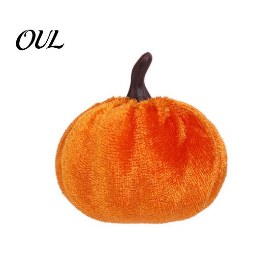Realistic Stuffed Pumpkin Prop Small Velvet Thanksgiving Table Centerpiece, Halloween Soft Durable Ornament for Fall Harvest Farmhouse Decoration