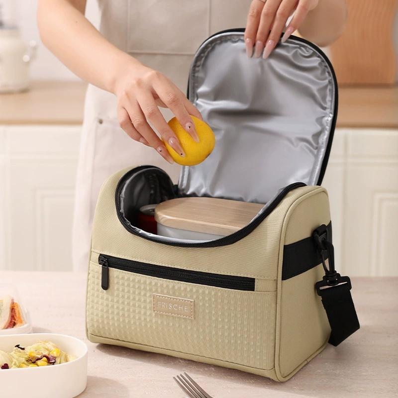Lunch Box Lunch Bag Tote Cooler Portable Outdoor Picnic Office School Insulation Bag Keep Warm with Shoulder Strap