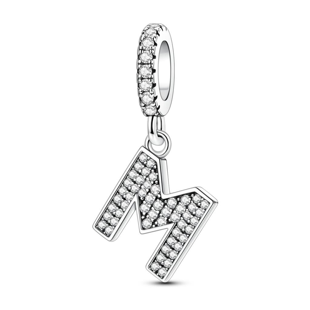 Pingente Pendurado de Cobre 26 Letras A-Z Pingente de Soletrar Zircônia Serve Pulseira Diy Joias Femininas