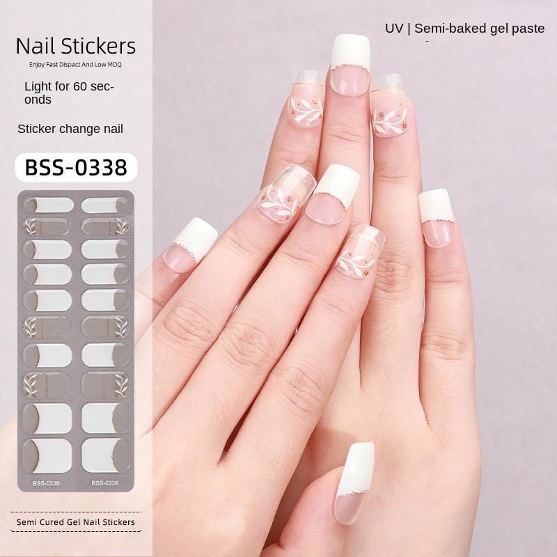 

Новые гелевые наклейки для маникюра с подсветкой полуотвержденные наклейки для ногтей клетчатые горячего тиснения BSS-0338