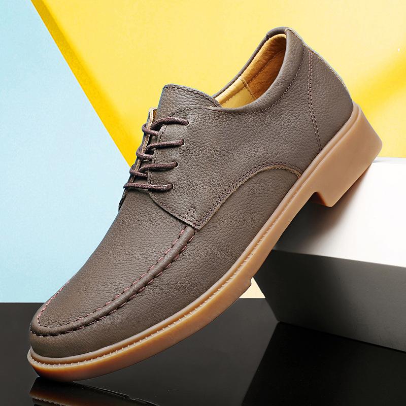 British men's casual leather shoes men's leather soft sole comfortable and breathable low-top tooling shoes large size men's shoes 45 46 47
