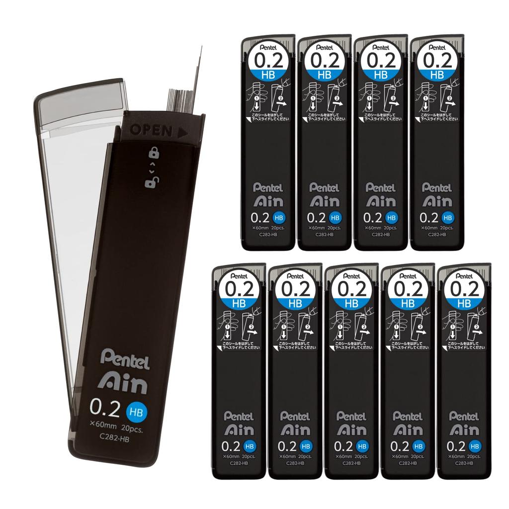Pentel Ein HB 0.2mm Leads, 10-Pack, C282-HB