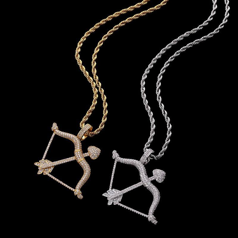 European and American Mythology Cupids Arrow Personalized Pendant with Zirconia Inlay Trendy Necklace Accessory