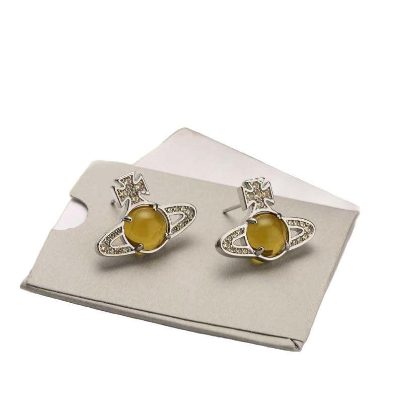 Empress Dowager Cixi Rotatable Glass Bead Zircon Stud Earrings - High-End Elegant Women's Ear Jewelry