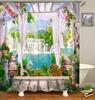 European Landscape Shower Curtain Waterproof Bathroom Curtain Polyester Fabric Bath Curtains 3D Printed With Hooks Bath Screen