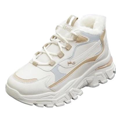 Winter Women's New Platform Cotton Shoes Women's Lace-up Casual Sports Shoes and Ankle Boots Running Shoes Warm Snow Boots