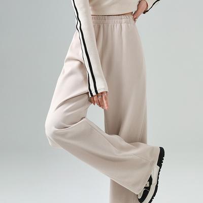 Splicing Sweatpants Women's Spring New Huamian Super Soft Wide-leg Pants Loose Straight and Thin Casual Pants
