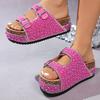 Slippers Women's Summer Thick-soled Pearl Rhinestone Sandals and Slippers