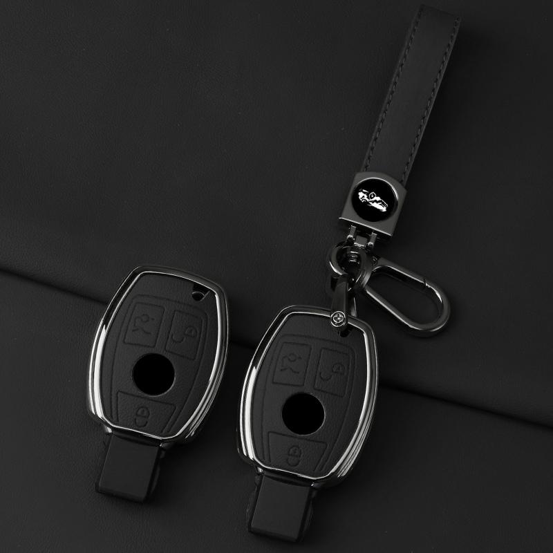Metal Leather Car Key Case Cover For Mercedes Benz A B C E Class Gls Gla Glk Glc Cls Cla Amg W204 W205 W212 W463 W176 Keychain