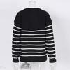 Autumn Loose Striped Long Sleeve Pullover Women's Sweaters Winter Tops Vintage Zipper Round Neck Knitted Sweater Woman Elegant Ladies Jumpers 25130