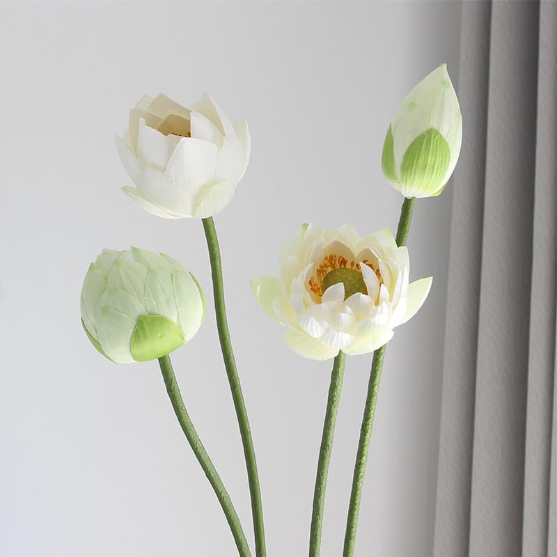 Artificial Lotus Bouquet with Handcrafted Leaves and Pods for Living Room or Buddhist Hall Decor