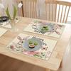 4/6pcs Set Easter Floral Butterfly Rabbit Placemats for Home Kitchen Party Indoor and Outdoor Decoration 12x18 Inches