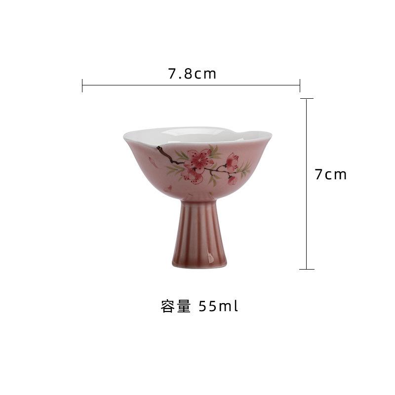 

2pc/lot Hand-painted Peach Blossom Teacup Creative Tea Bowl Single Cups Tea-tasting Personal Cup Chazhan Master Cups Cha 55ml