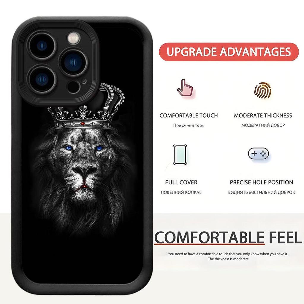 Lion Head Crown Black Groove iPhone 15/16/17 Pro Max Protective Case