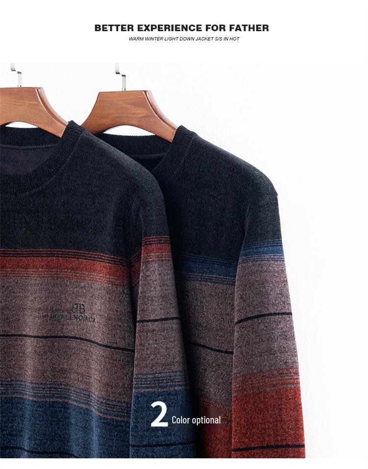 Men's Plus Velvet Thickened Chenille Sweater: Warm Winter Knitwear for Middle-Aged and Elderly Dads
