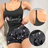 Damen Milchseide Pyjama Set Bedrucktes Camisole und Shorts Zweiteiliges Sommer Komfort Homewear Sexy Loungewear Outfit