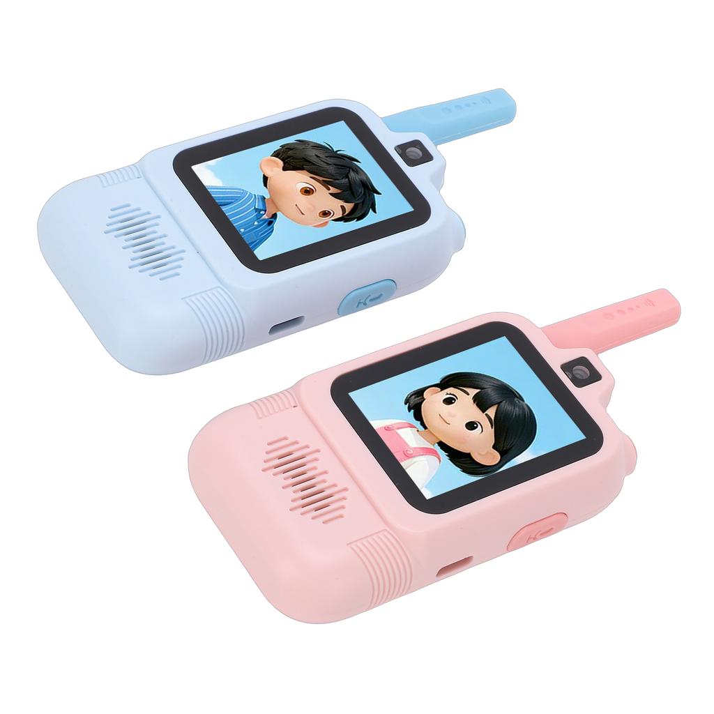 2 Pack Kids Video Intercom Rechargeable Long Distance 2 Way Radio with Dual Cameras Voice Changer for Indoor Outdoor