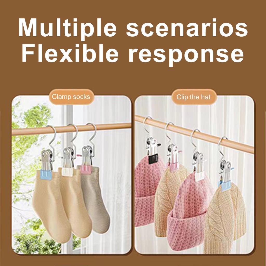 Attachment Hook, Space-Saving Clothes Hook Organiz Stainless Steel Clothespins With Hook Laundry Organizer Portable Hanging Clip Wardrobe Rack Efficie