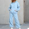 Women's Unisex Loose Fit Color Athletic Hoodie and Wide Leg Sweatpants Set