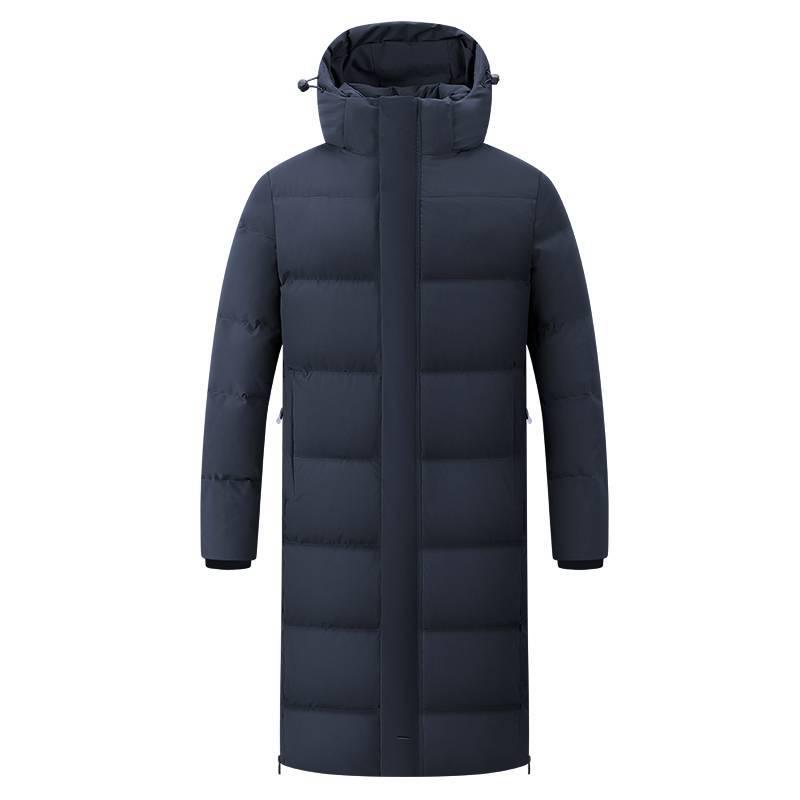 Men's Long Sports Down Coat - Over-the-Knee Winter Jacket for Students