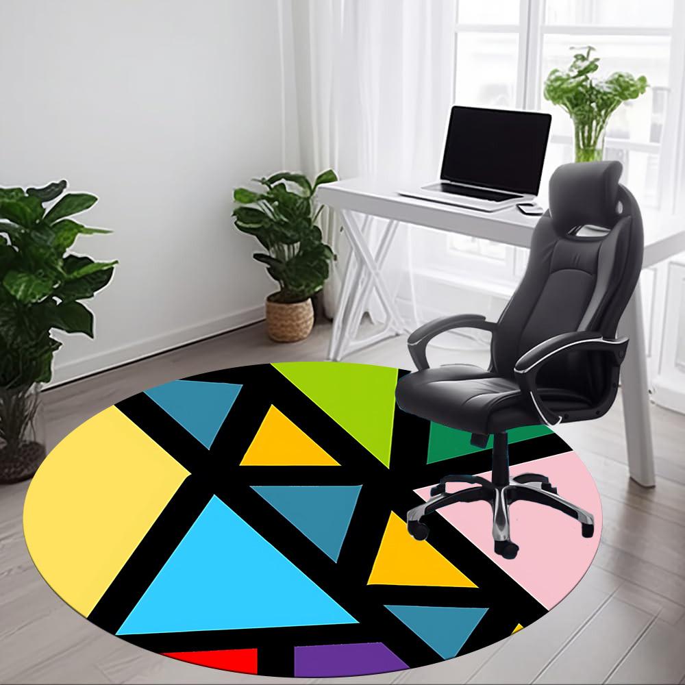 1pc Colorful Geometric Pattern Chair Carpet for Office, Soft Comfortable Mat For Office, Living Room, Bedroom, Machine Washable Carpet yy251112081