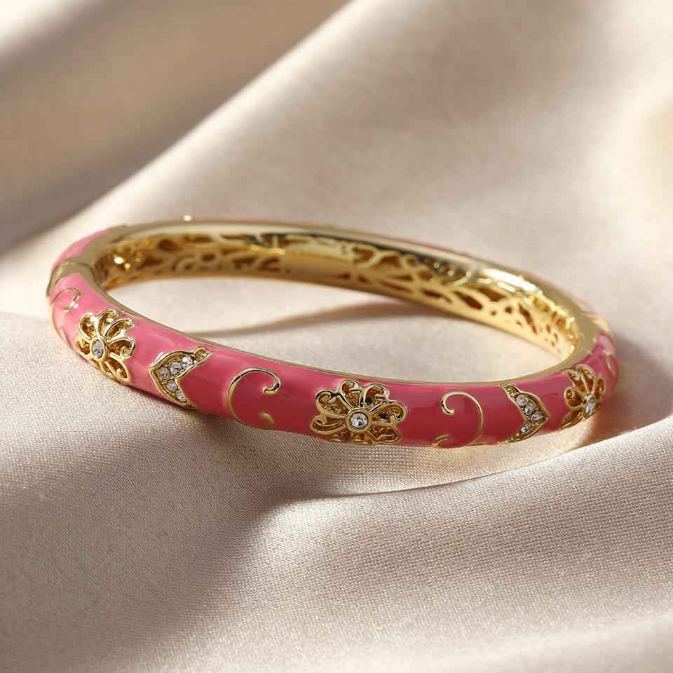 Enamel Blue and White Porcelain Women's Hollow Opening Chinese Style Light Luxury Bracelet