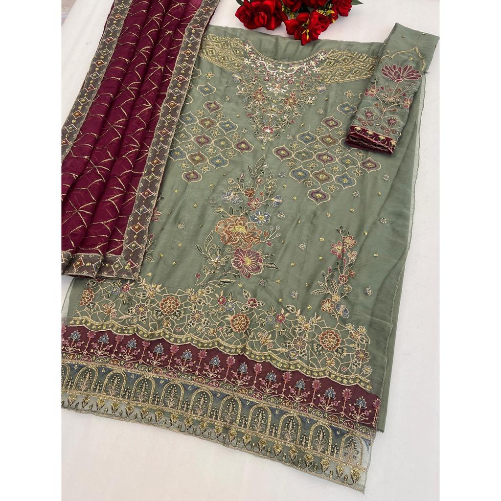 Heavy Chiffon Pakisatni Salwar Suit Indian Bollywood Ethnic Salwar Kameez Dress