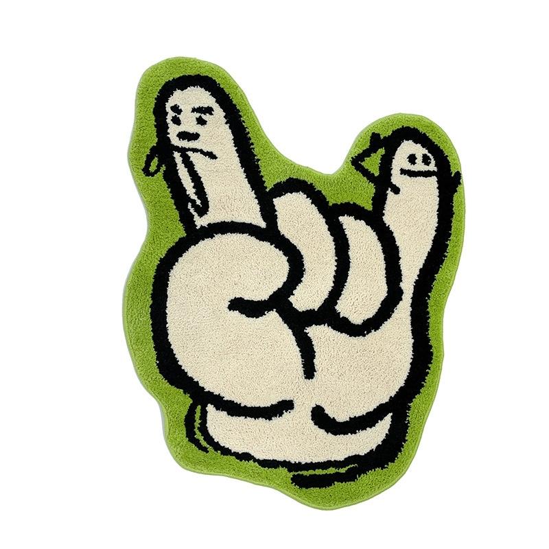 Funny Gesture Shaped Rug Creative Anti Slip Bathroom Carpet Plush Absorbent Area Mat For Bedroom Living Room Decor