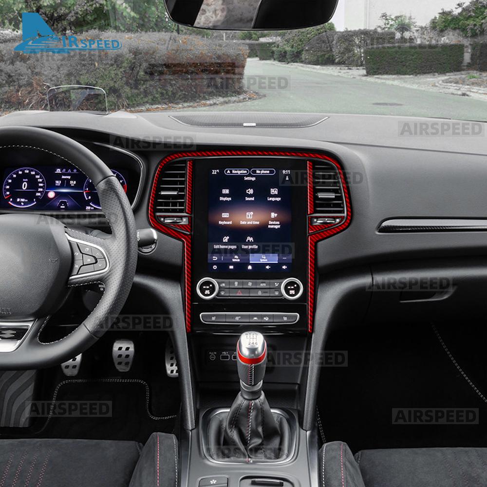 Real Soft Carbon Fiber Sticker For Renault Megane 4 2016 2017 2018 2019 2020 2021 2022 2023 2024 2025 Center Console Screen Trim