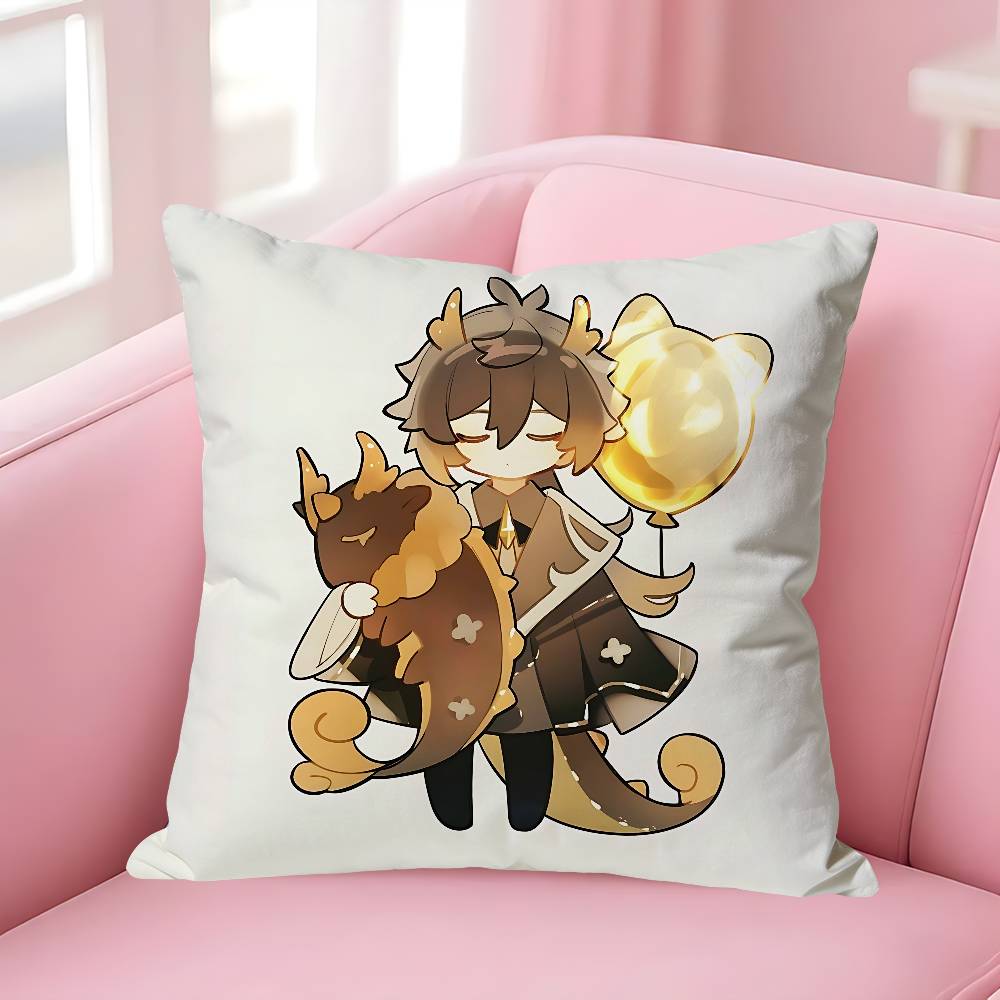 

Zhongli GGenshin Impact Pillow Cases for Bedroom Living Room Sofa Home Decor Polyester Cushion Cover with Zipper 30x30cm