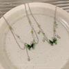 Green zircon butterfly necklace accessories women's collarbone chain neck chain light luxury niche