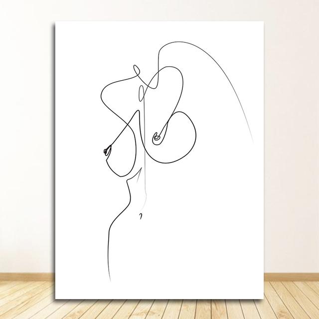 Painting Wall Pictures For Living Room Decor Abstract Kiss Line Body Art Prints Nordic S And Prints Wall Art Canvas
