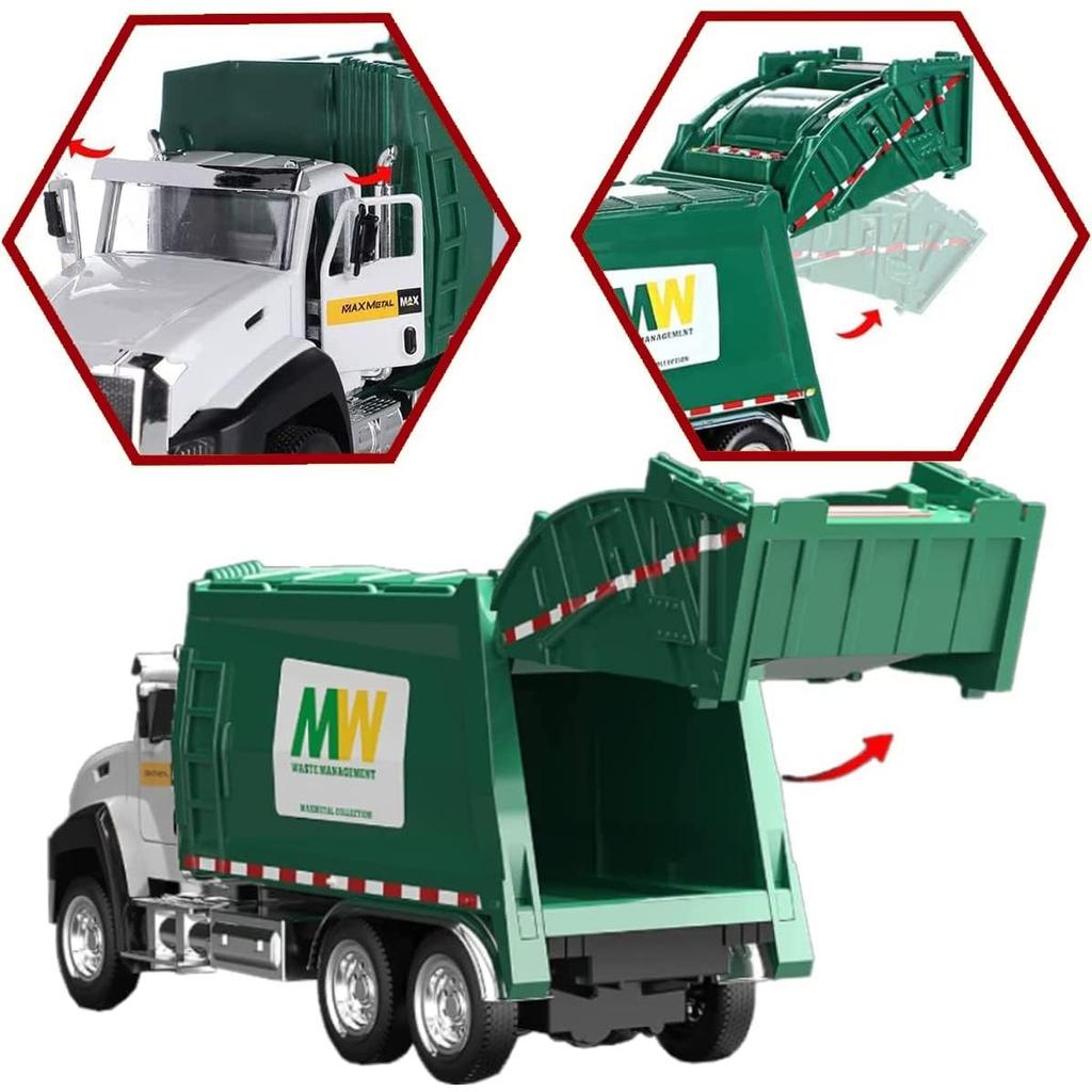 1/50 Scale Metal Scales City Die-casting Garbage Trucks, Large Toy Garbage Trucks, Oil Tankers and Toy Transport Vehicles with Rear Traction