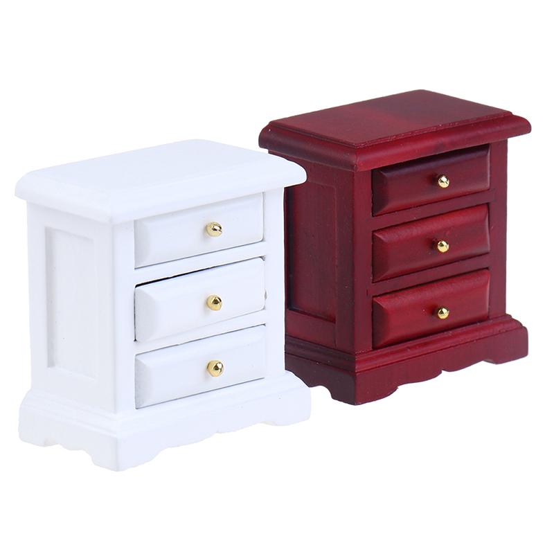 1:12 Dollhouse Miniature Bedside Cabinet Drawer Cabinet Doll House Bedroom Decor