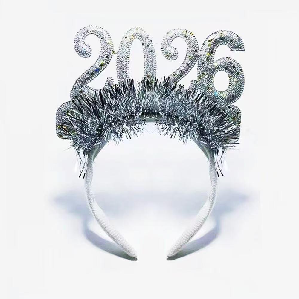 

Блестящий ободок на Новый год 2026 - Красочный головной убор для вечеринок и карнавалов для праздничных торжеств. серебряный