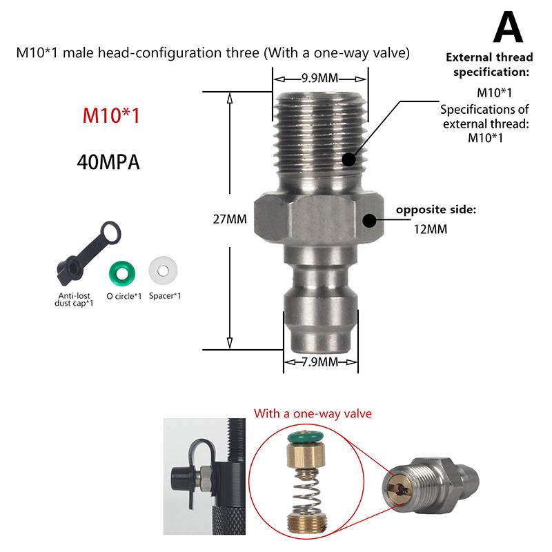 

Швидкознімний клапан з зовнішнім різьбленням 8 мм, зовнішнє різьблення, для заправки PCP, з клапаном M10X1 1/8NPT 1/8BSPP для насосів високого тиску