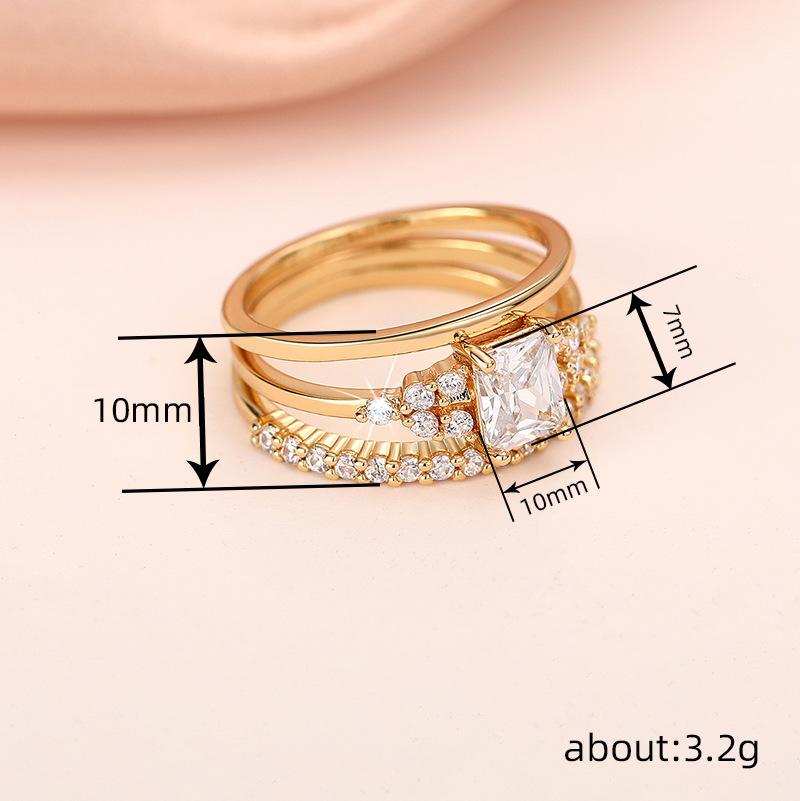 Light Luxury Ring Three-Piece Set, High-End Geometric Ring For Women, Engagement Wedding Matching