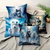 4pcs Colorful Wolf - Peach Skin Velvet Pillowcase