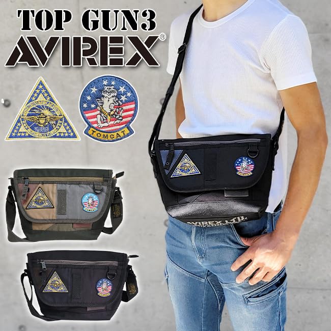 Avirex TOPGUN3 Mini-Umhängetasche, Limitierte Auflage, Herren-Umhängetasche, Crossbody-Tasche, Schwarz